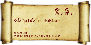 Káplár Hektor névjegykártya